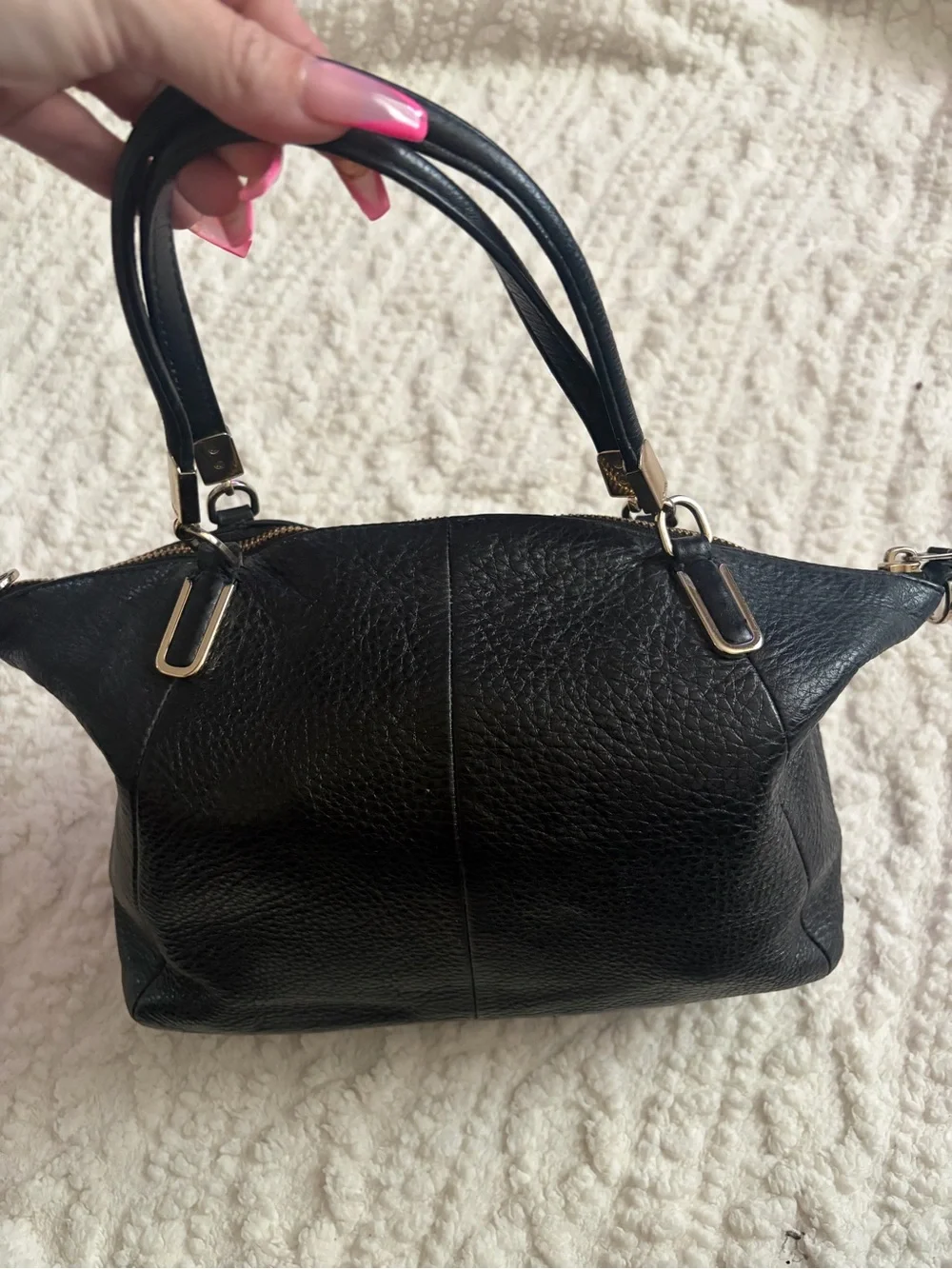 Coach Black Pebbled Leather Shoulder Bag with Gold Hardware